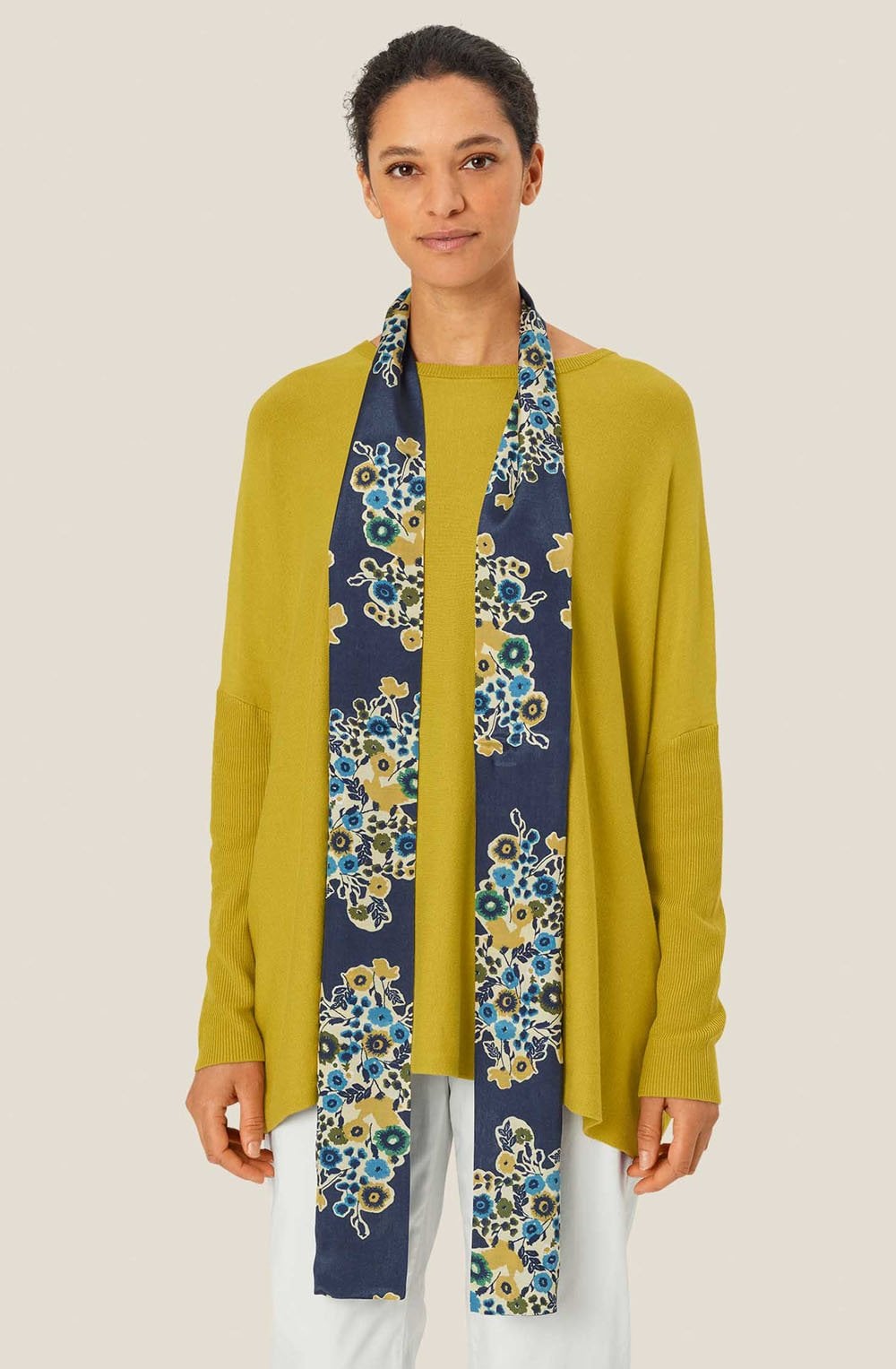 MaAlo Mood Indigo Floral Silk Touch Scarf