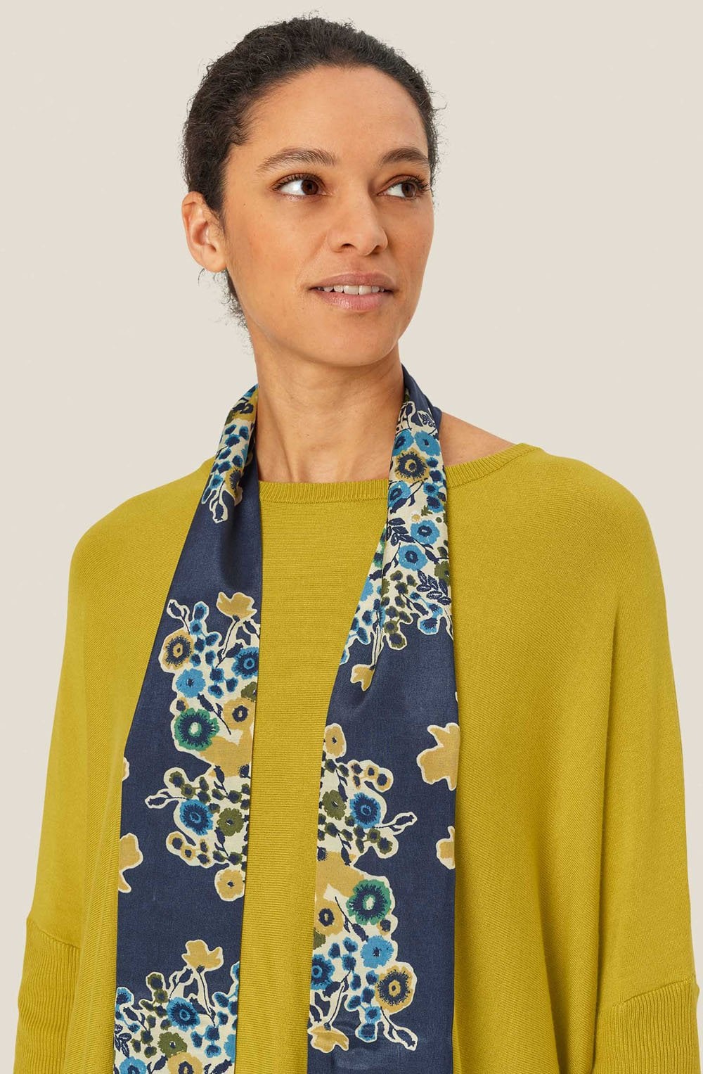 MaAlo Mood Indigo Floral Silk Touch Scarf