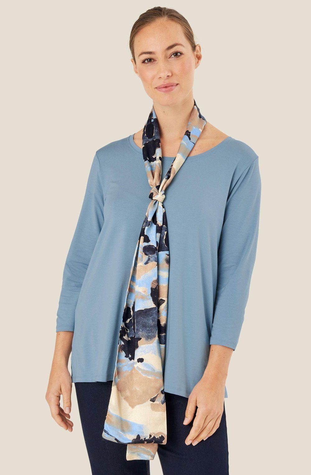 MaAlo Steel Grey and Blue Silk Touch Scarf