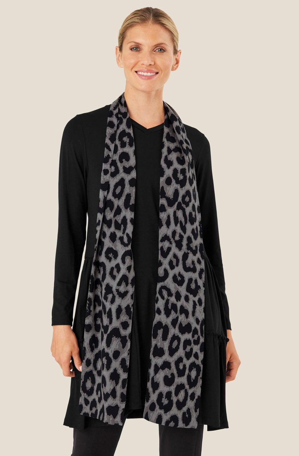 MaAlo Steel Grey Animal Print Scarf