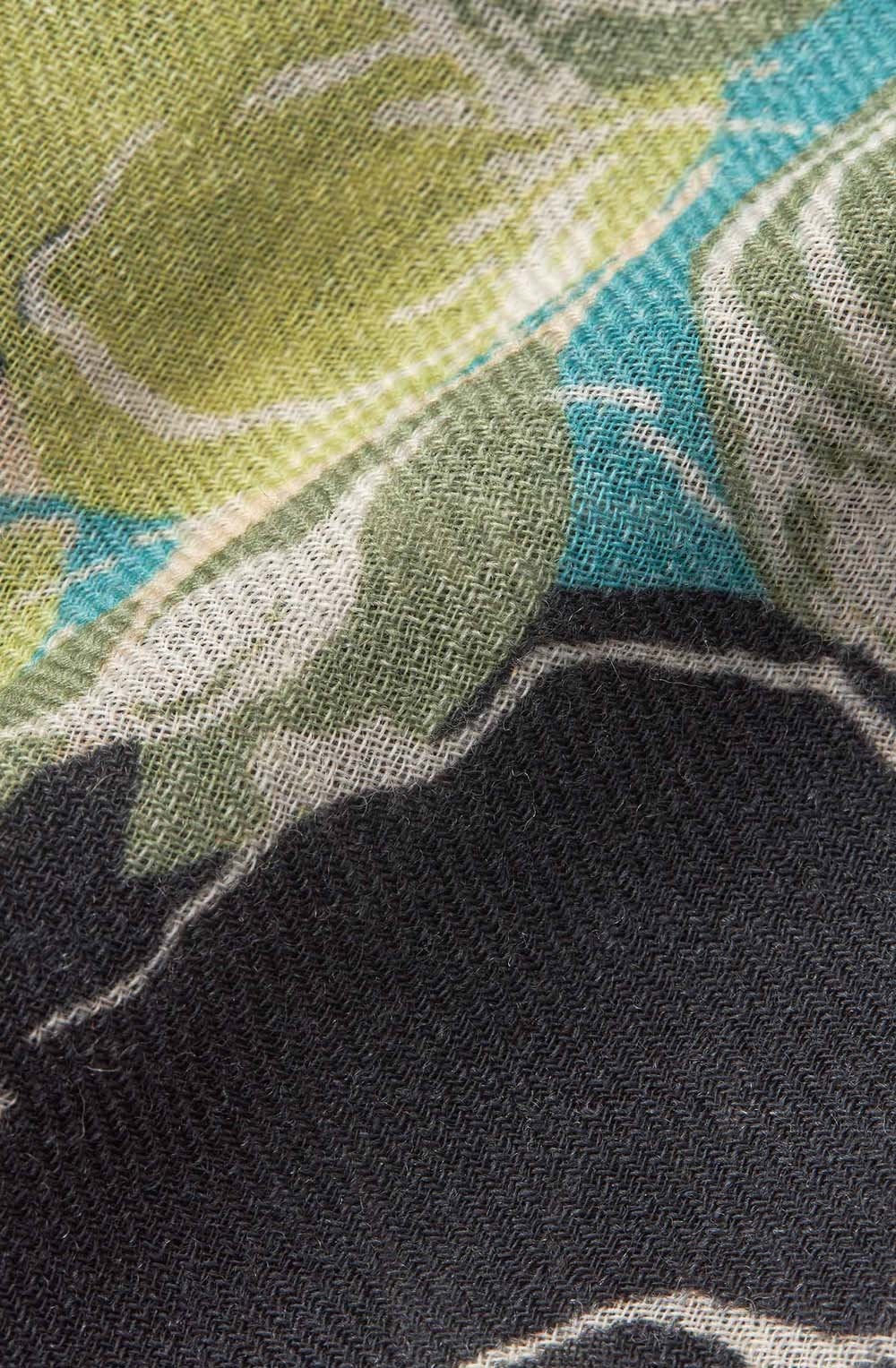 MaAranka Loden Green Floral Wool Scarf