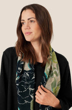 MaAranka Loden Green Floral Wool Scarf