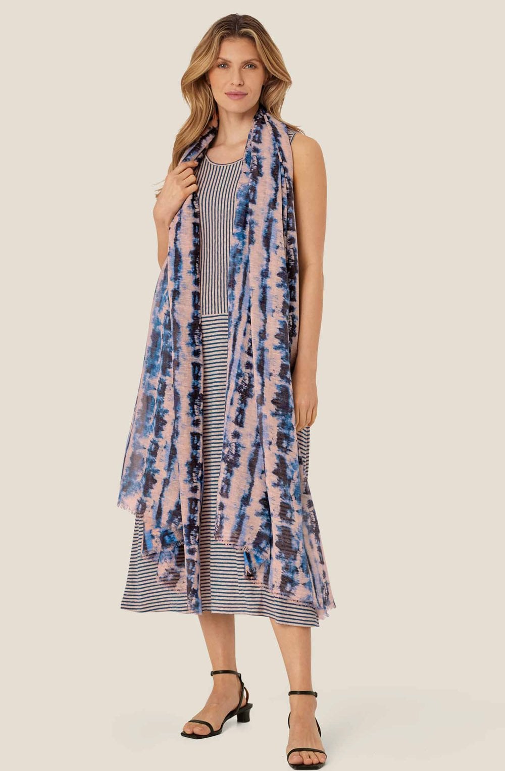 MaAzuka Navy Peony Lightweight Scarf