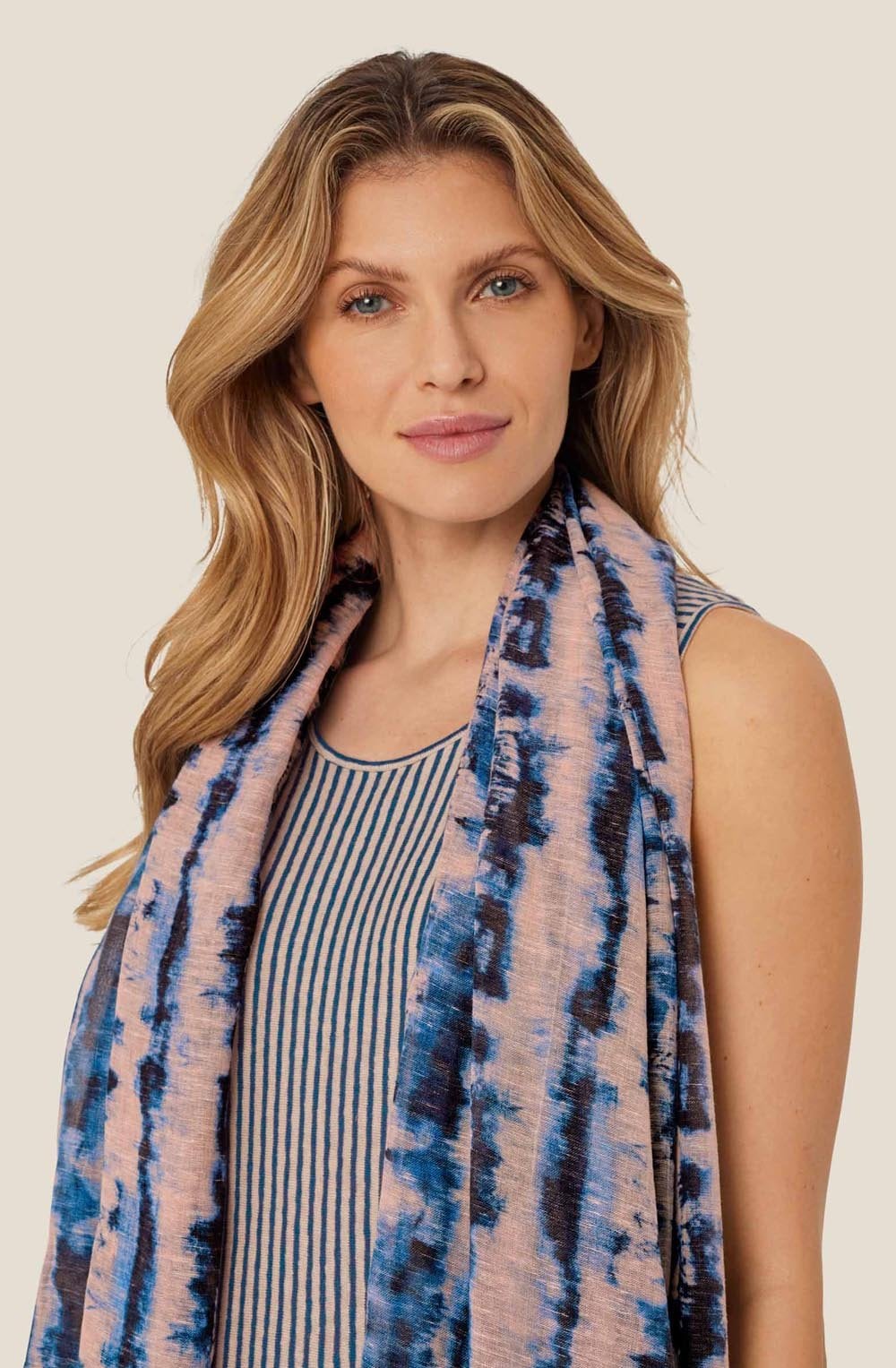 MaAzuka Navy Peony Lightweight Scarf