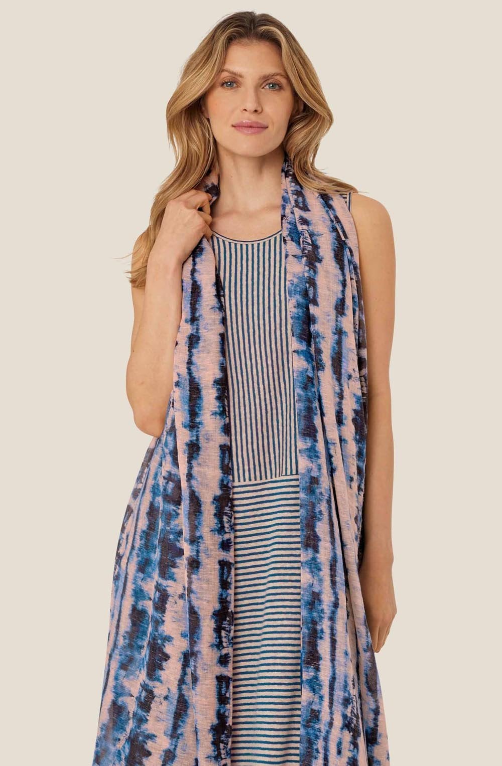 MaAzuka Navy Peony Lightweight Scarf