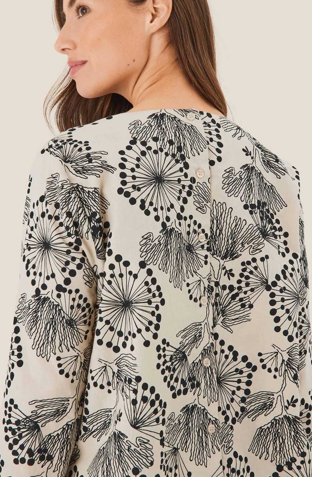 MaBalloon Fog Floral Print Blouse