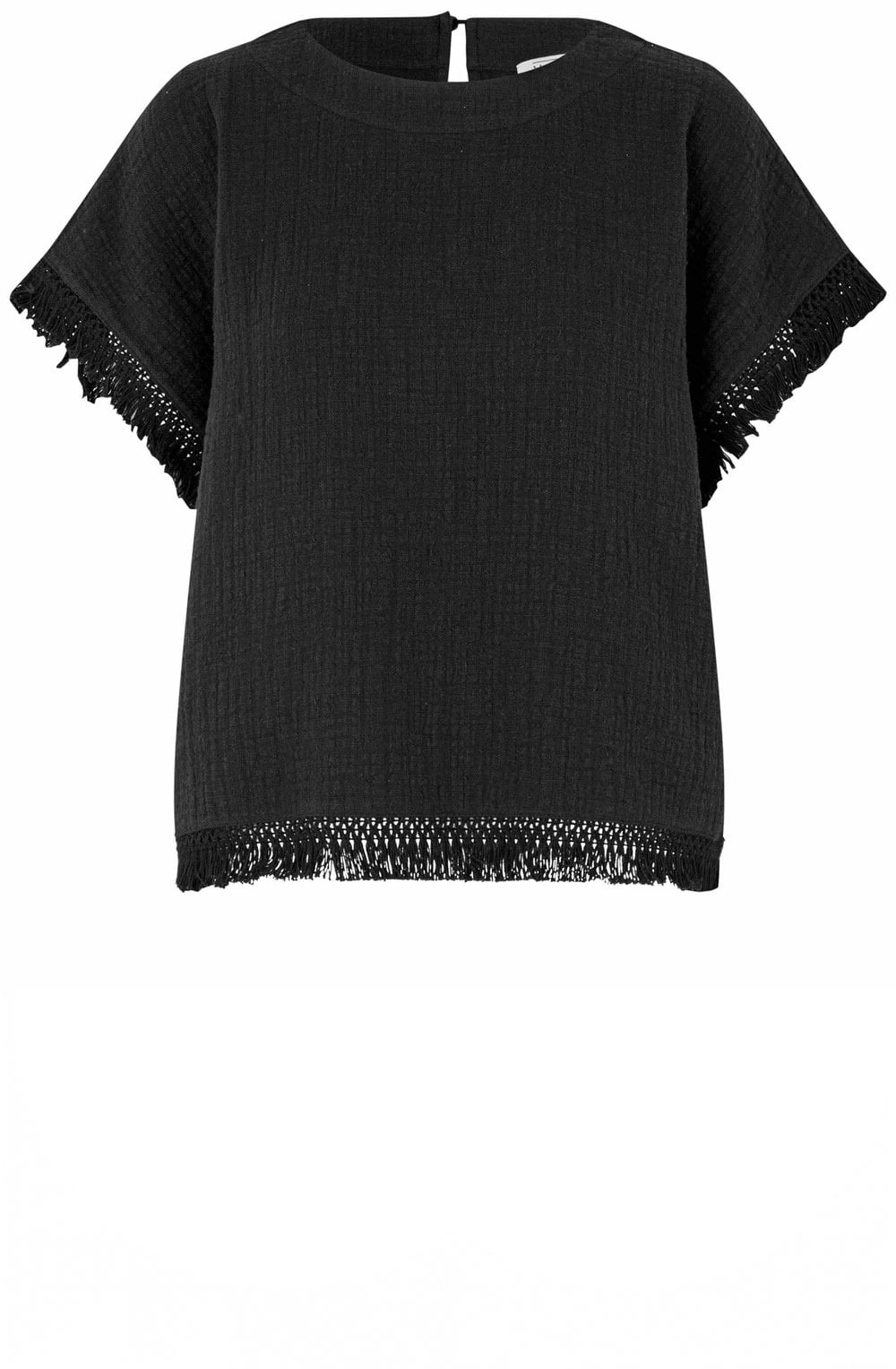 MaBasima Black Fringed Top
