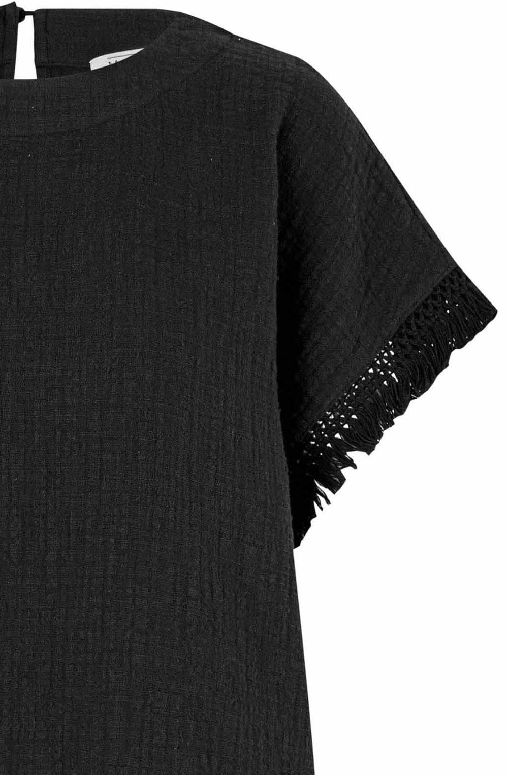 MaBasima Black Fringed Top