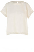 MaBasima Cream Fringed Top