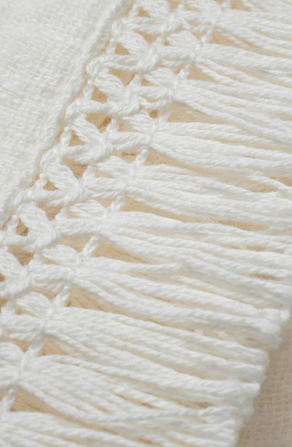 MaBasima Cream Fringed Top