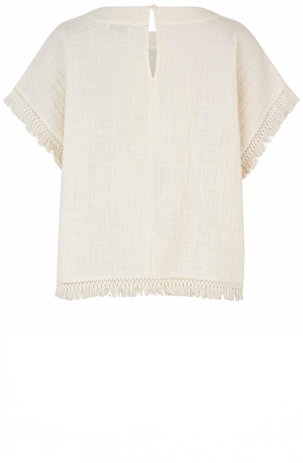 MaBasima Cream Fringed Top