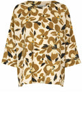 MaBecca Dull Gold Floral Print Blouse