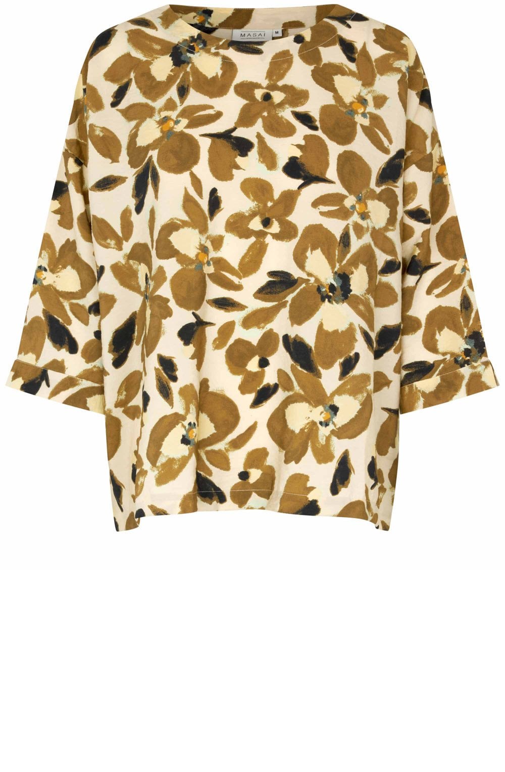 MaBecca Dull Gold Floral Print Blouse