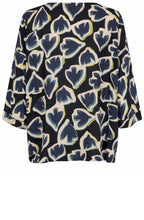MaBecca Maritime Blue Swallow Print Blouse