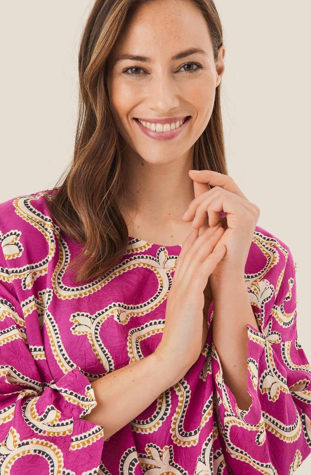 MaBecca Wild Aster Oversized Silky Blouse