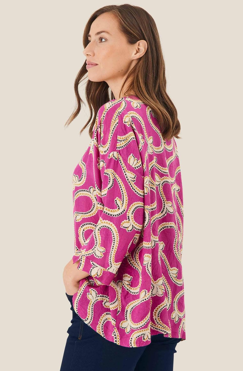 MaBecca Wild Aster Oversized Silky Blouse