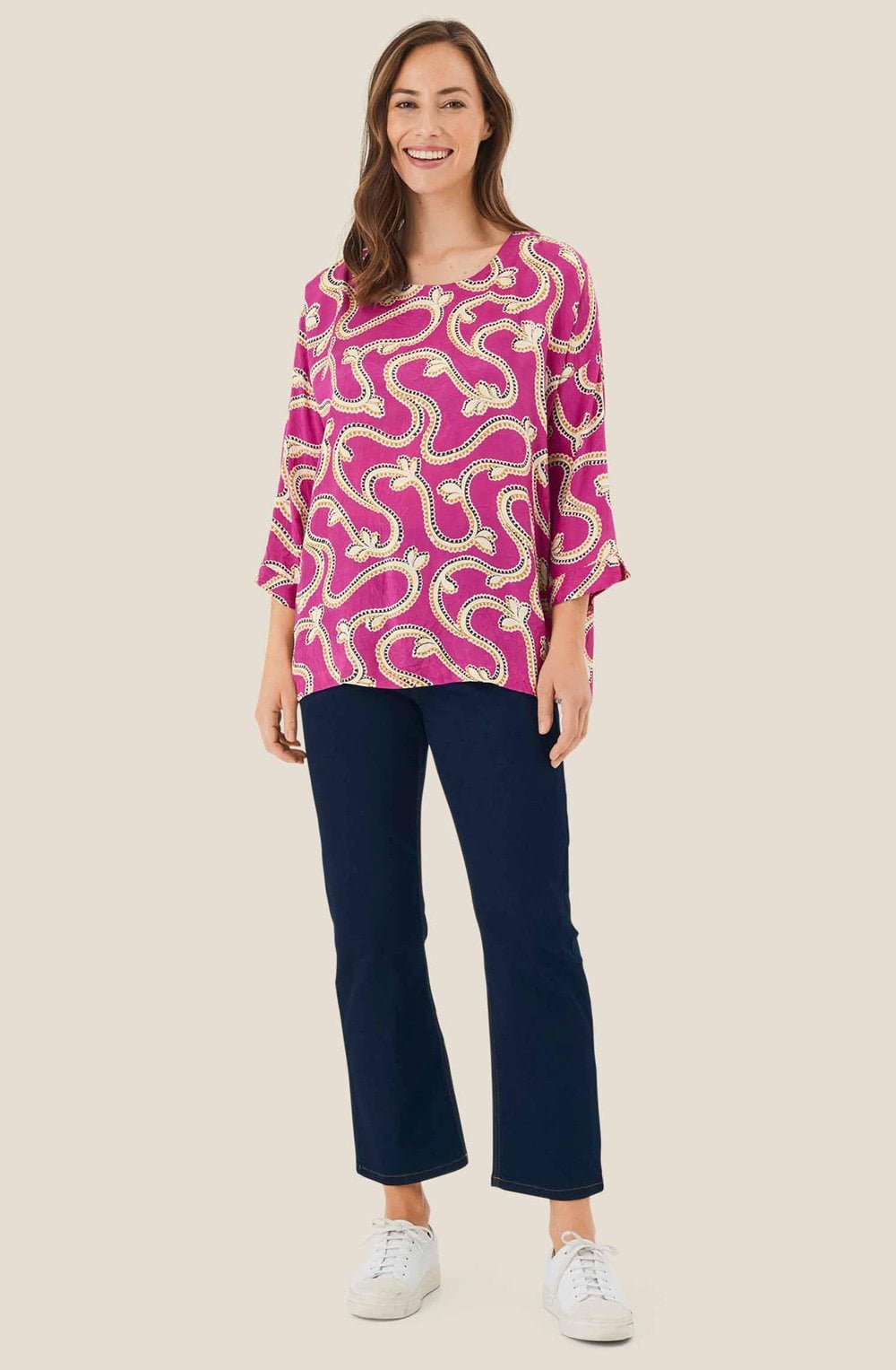 MaBecca Wild Aster Oversized Silky Blouse