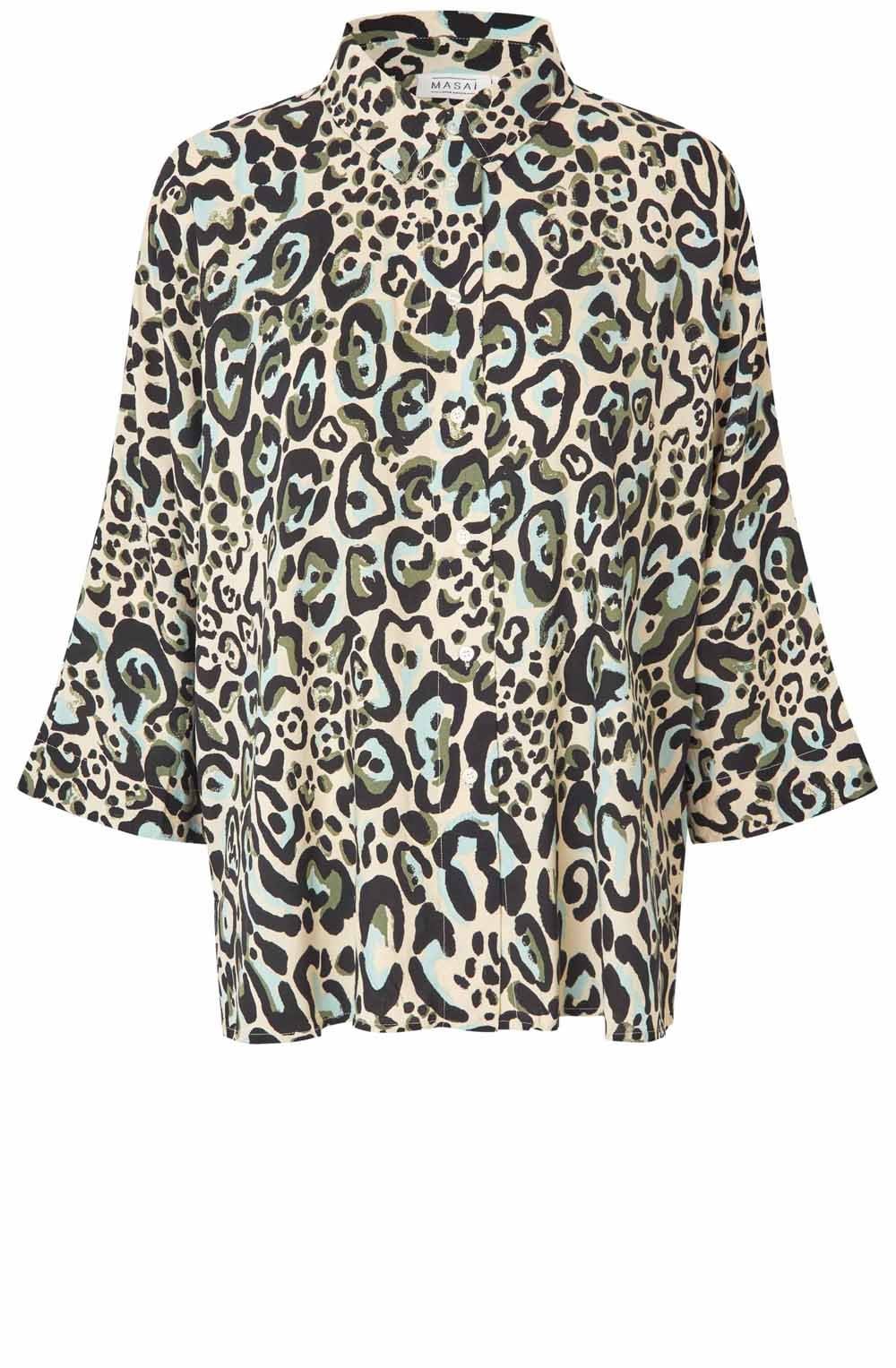 MaBirtha Lichen Green Animal Print Box Shirt