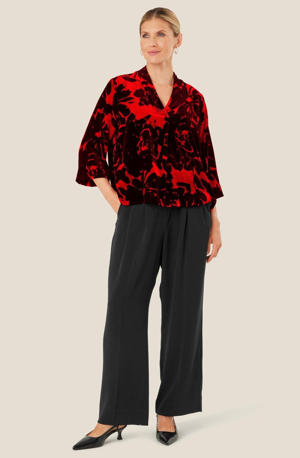 MaBlythe Scarlet Sage Velvet Top