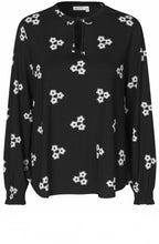 MaBolitte Black and Cream Print Jersey Top