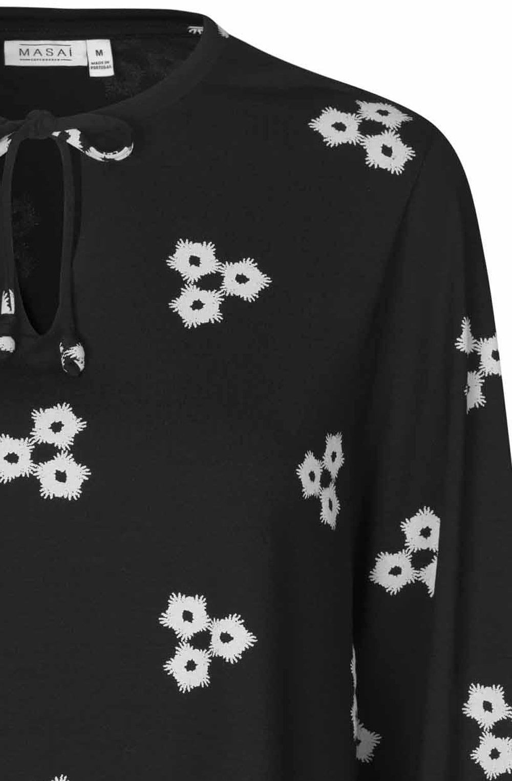 MaBolitte Black and Cream Print Jersey Top