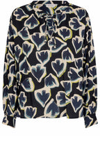 MaBonitai Maritime Blue Swallow Print Blouse