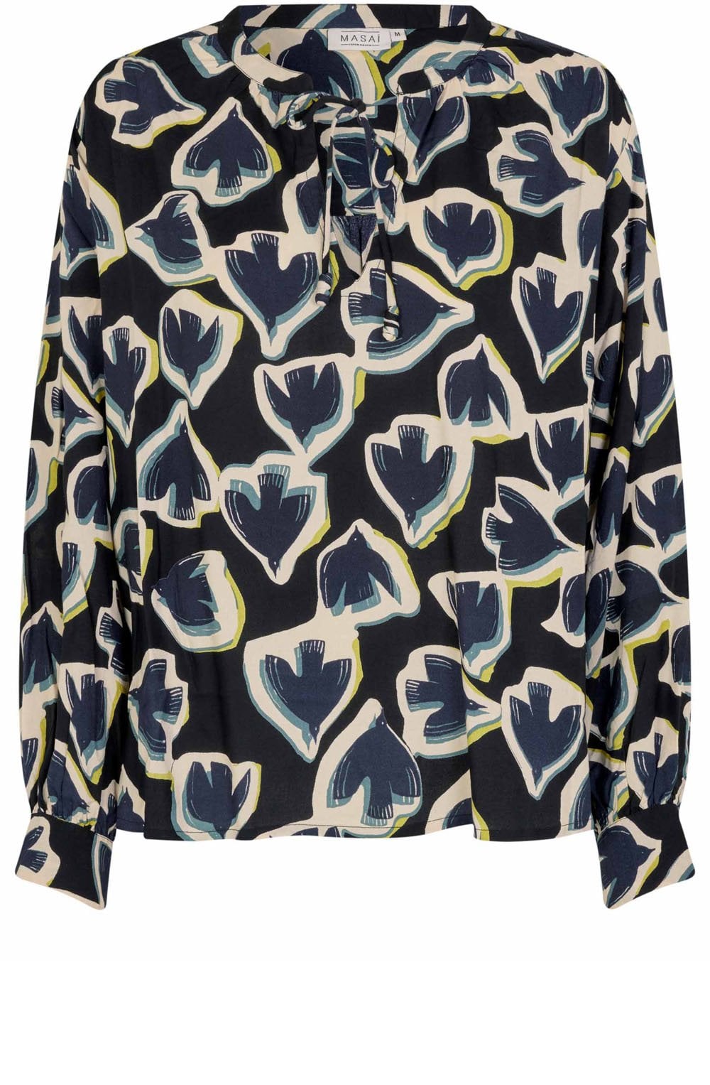 MaBonitai Maritime Blue Swallow Print Blouse