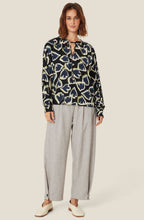 MaBonitai Maritime Blue Swallow Print Blouse