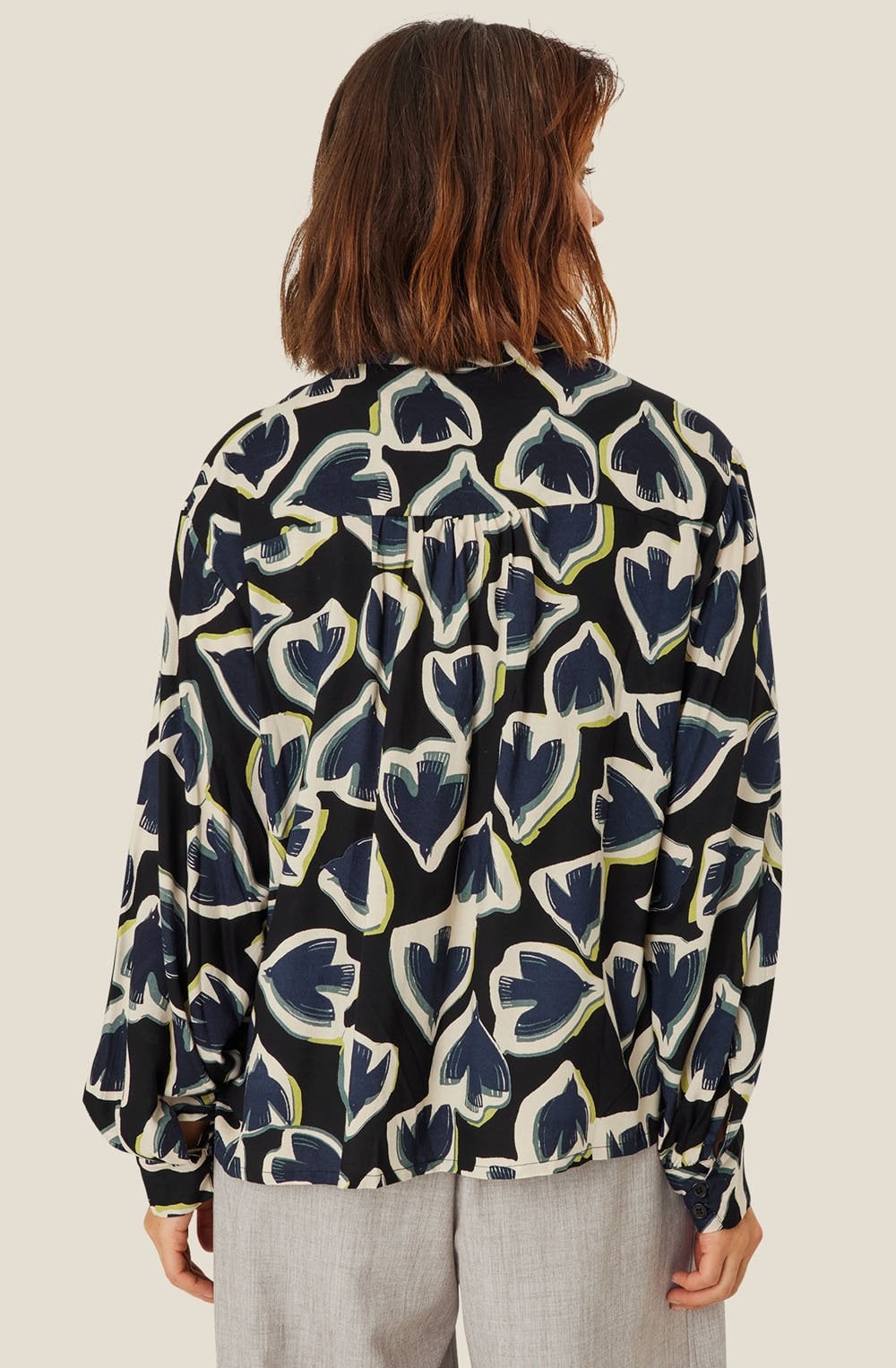 MaBonitai Maritime Blue Swallow Print Blouse