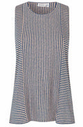 MaDa Navy Peony Linen Mix Top