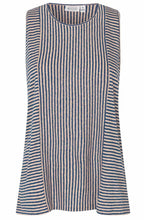 MaDa Navy Peony Linen Mix Top