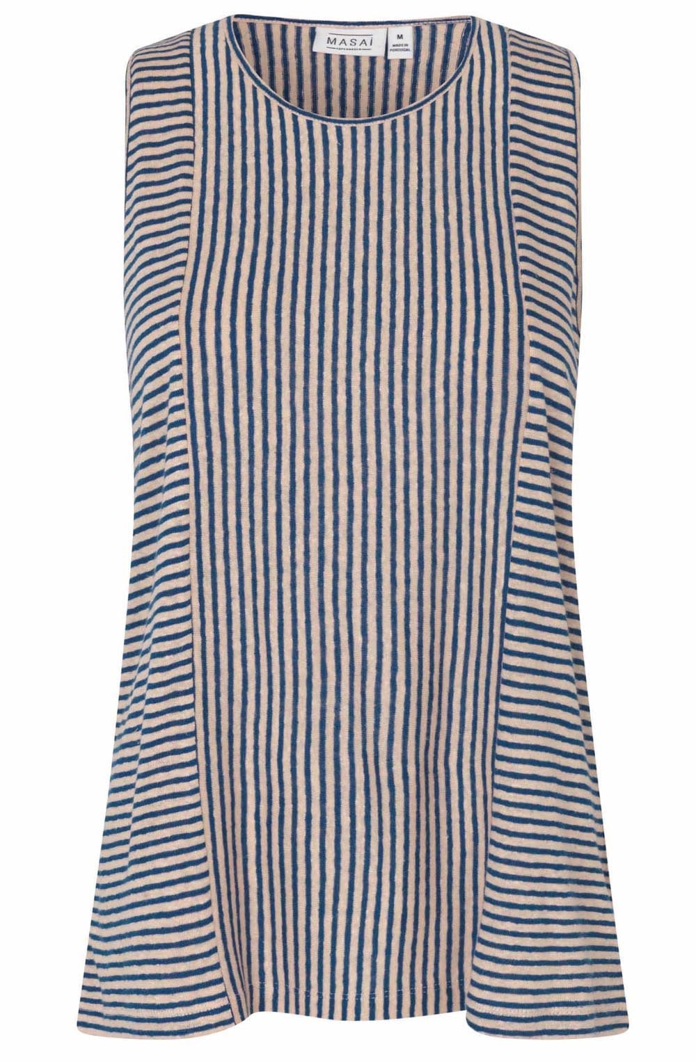 MaDa Navy Peony Linen Mix Top