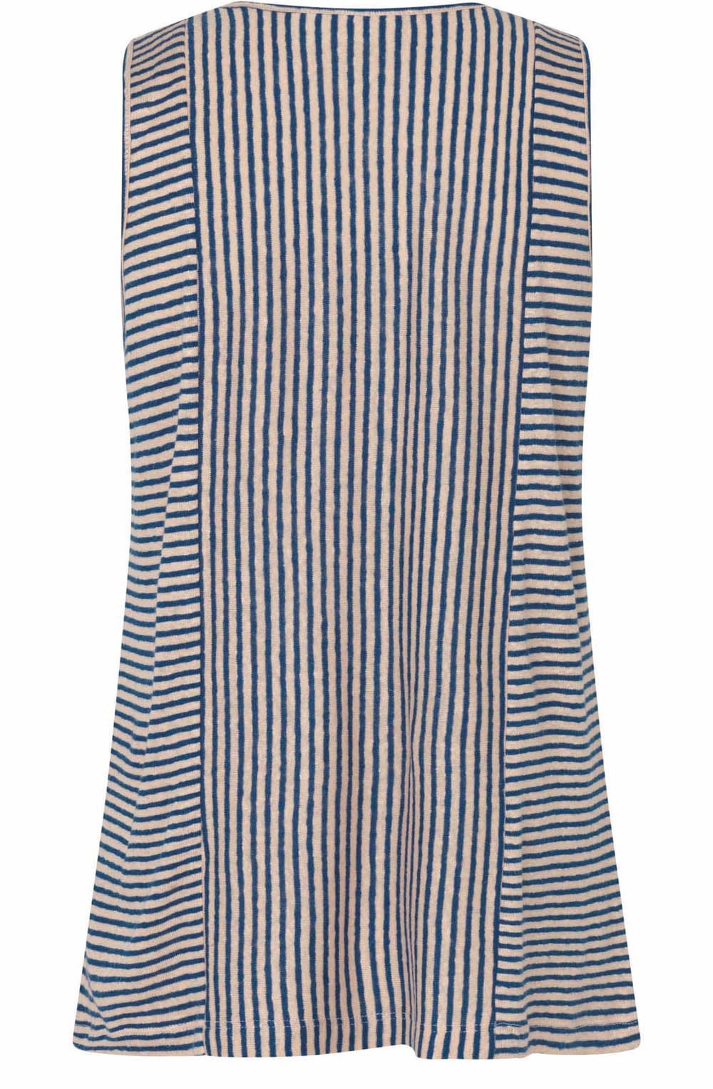 MaDa Navy Peony Linen Mix Top
