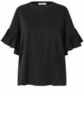 MaDalit Black Ruffle Sleeve T Shirt
