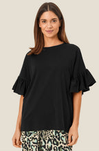 MaDalit Black Ruffle Sleeve T Shirt