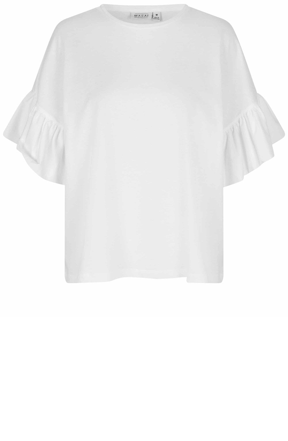 MaDalit White Ruffle Sleeve T Shirt