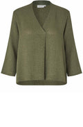 MaDalton Lichen Green Woven Top