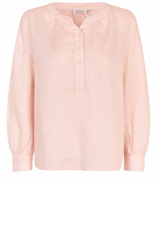 MaDashina Mauve Chalk Long Sleeve Linen Blouse