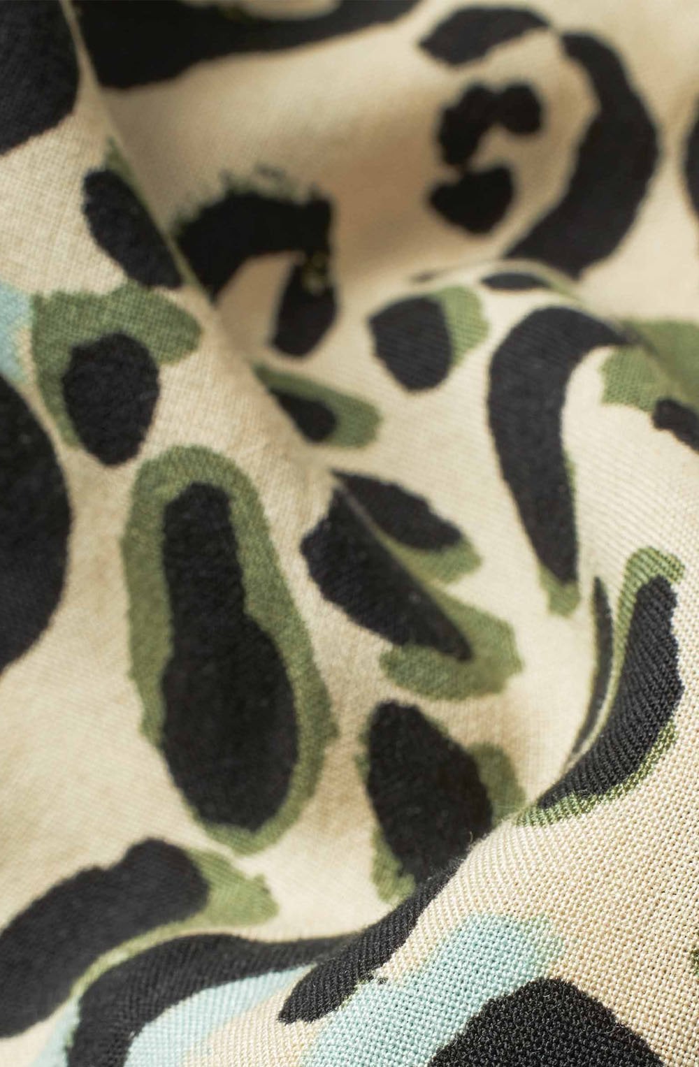 MaDementra Lichen Green Animal Print V Neck Blouse