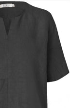 MaDolorea Front Pocket Black Linen Blouse