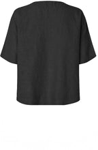 MaDolorea Front Pocket Black Linen Blouse