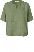 MaDolorea Front Pocket Lichen Green Linen Blouse