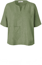 MaDolorea Front Pocket Lichen Green Linen Blouse