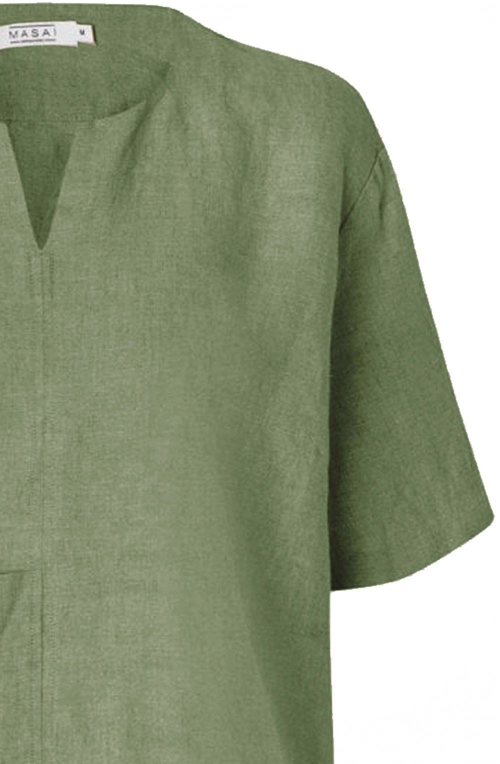 MaDolorea Front Pocket Lichen Green Linen Blouse