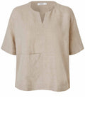 MaDolorea Natural Front Pocket Linen Blouse