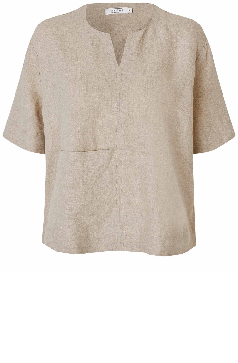 MaDolorea Natural Front Pocket Linen Blouse