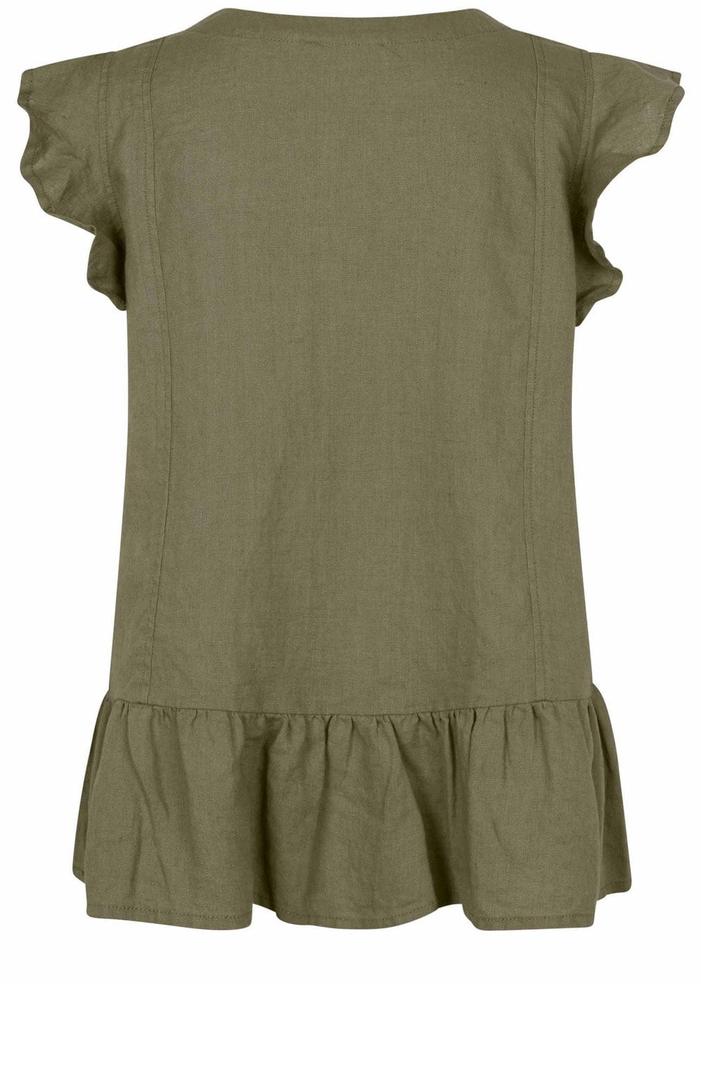 MaDua Dusky Green Linen Ruffled Top
