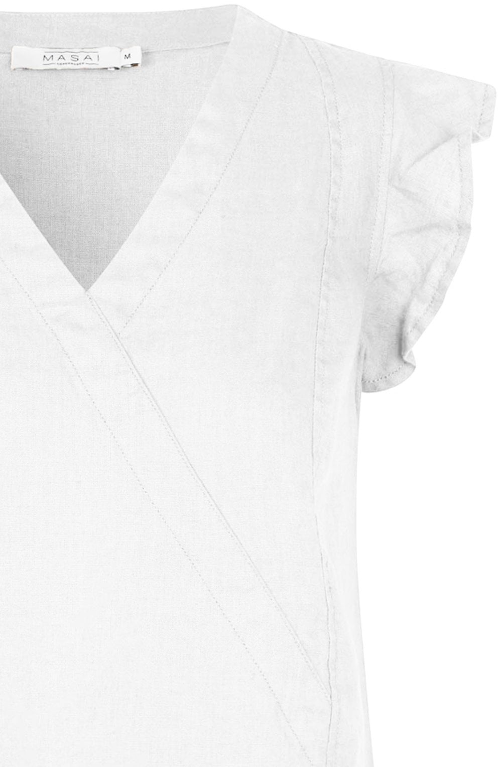 MaDua White Linen Ruffled Top