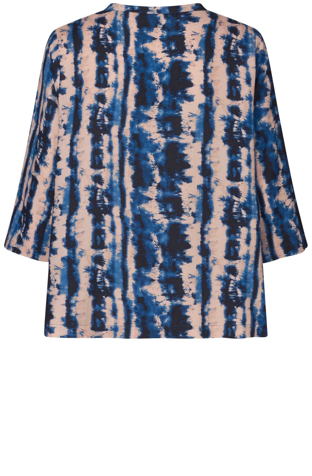 MaEnesta Navy Peony Drawstring Neck Blouse