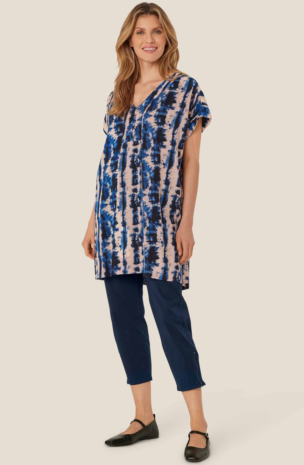MaGolshan Navy Peony Tunic